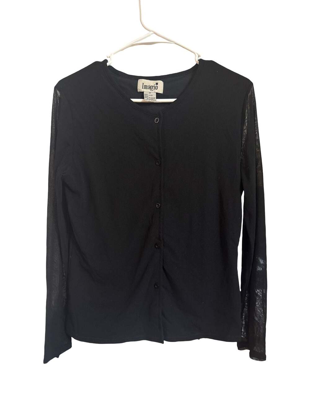 Imagio Black Sheer Button Down Cardigan Size M